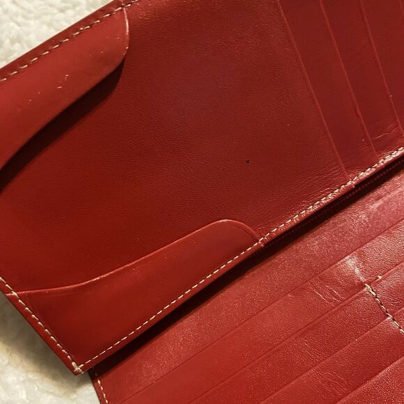 Lodis Los Angeles Red Leather Bi-Fold Wallet with Zipper Coin pocket 7" x 3" - Picture 4 of 11